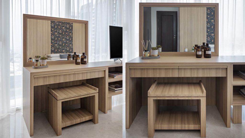 Meja Rias Minimalis Modern Bahan HPL warna Dope