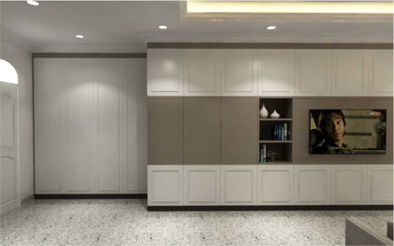 Pilihan Design Interior Modern di Sentul - Bogor warna cream finishing duco tema warna bumi