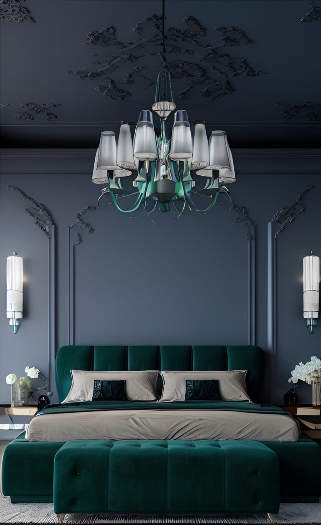 desain ruangan kamar klasic warna hijau ( design interior bedroom classic green )