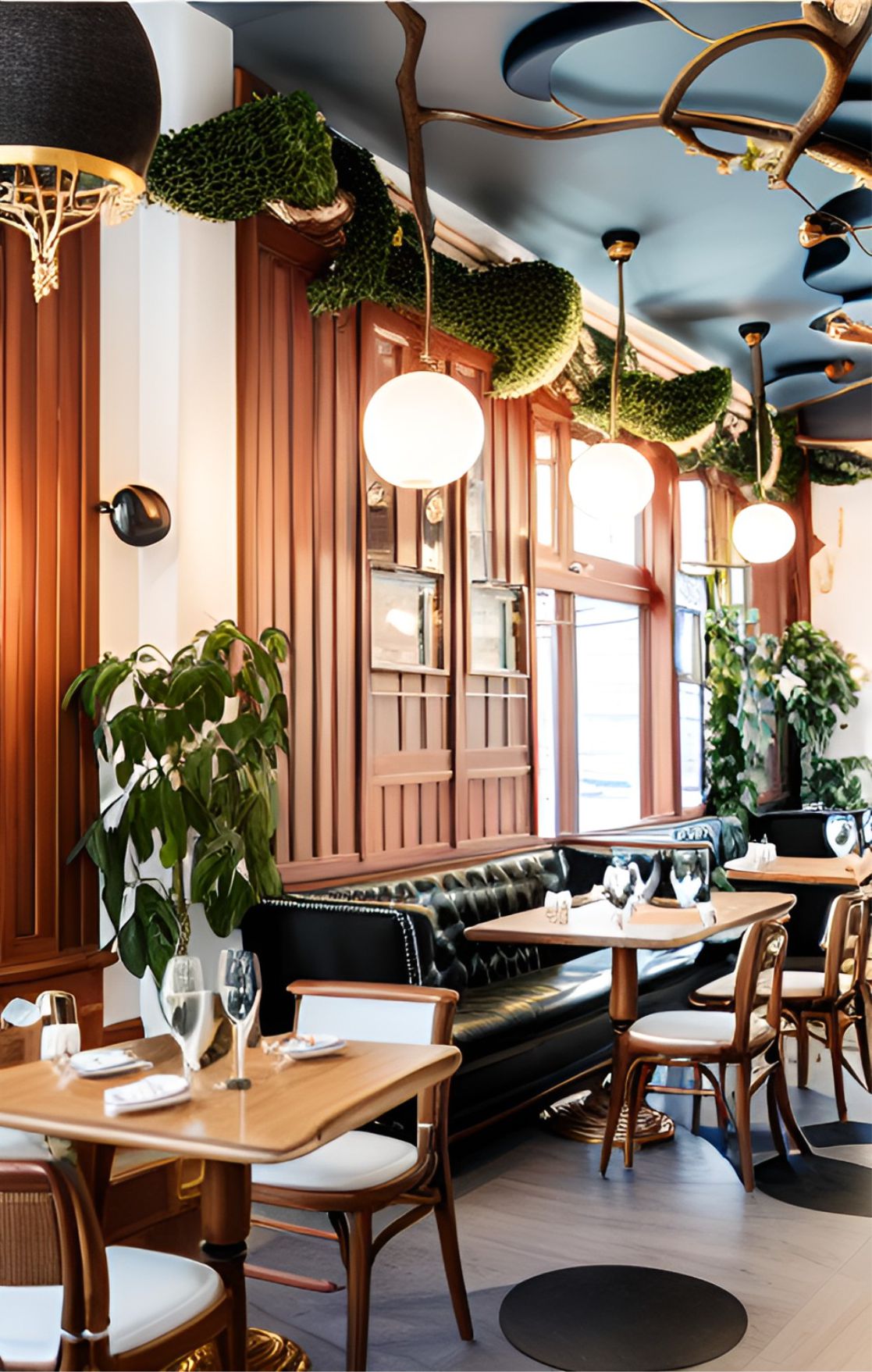 contoh gambar photo desain ruangan kafe klasic ( design interior cafe classic ) yang padukan dengan gaya farm house