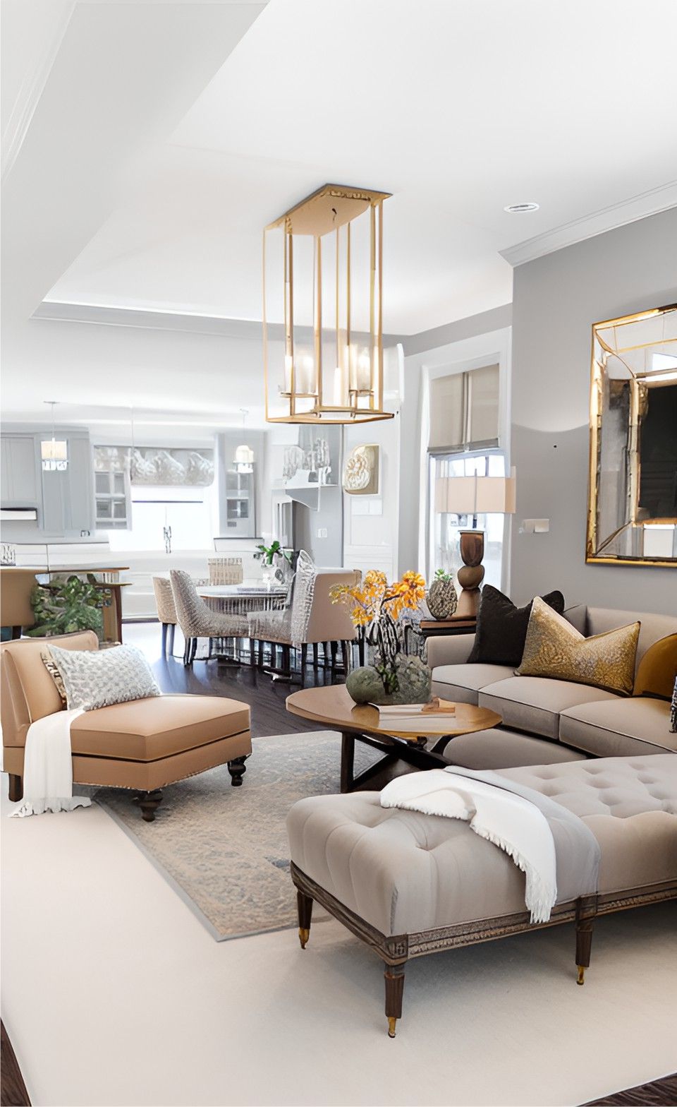 Design Interior Livingroom ( desain ruang tamu ) classic modern warna putih aksen gold bahan HPL finishing duco 