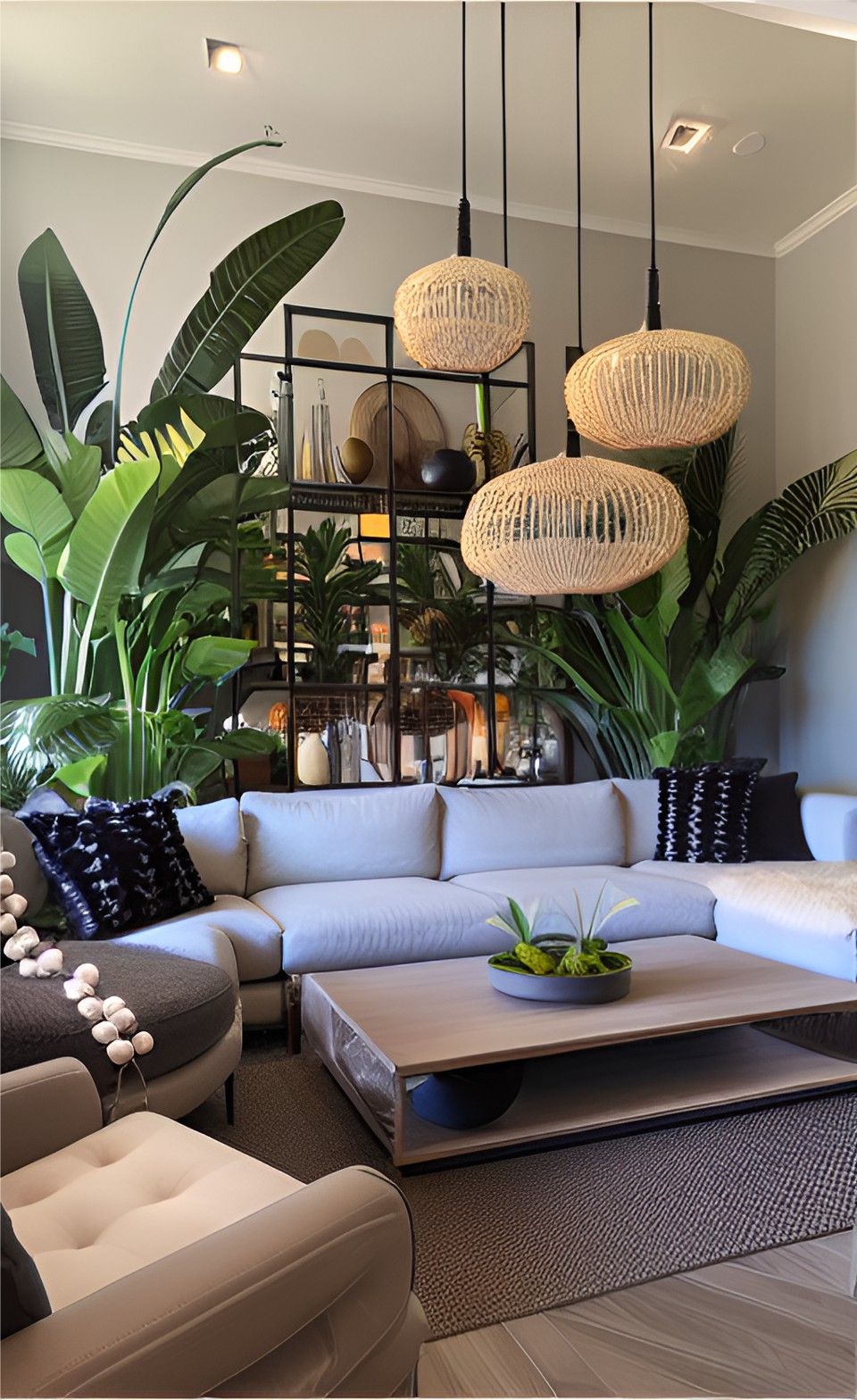 desain interior ruang tamu ( design interior livingroom ) dengan tumbuhan pisang the giant bird of paradise