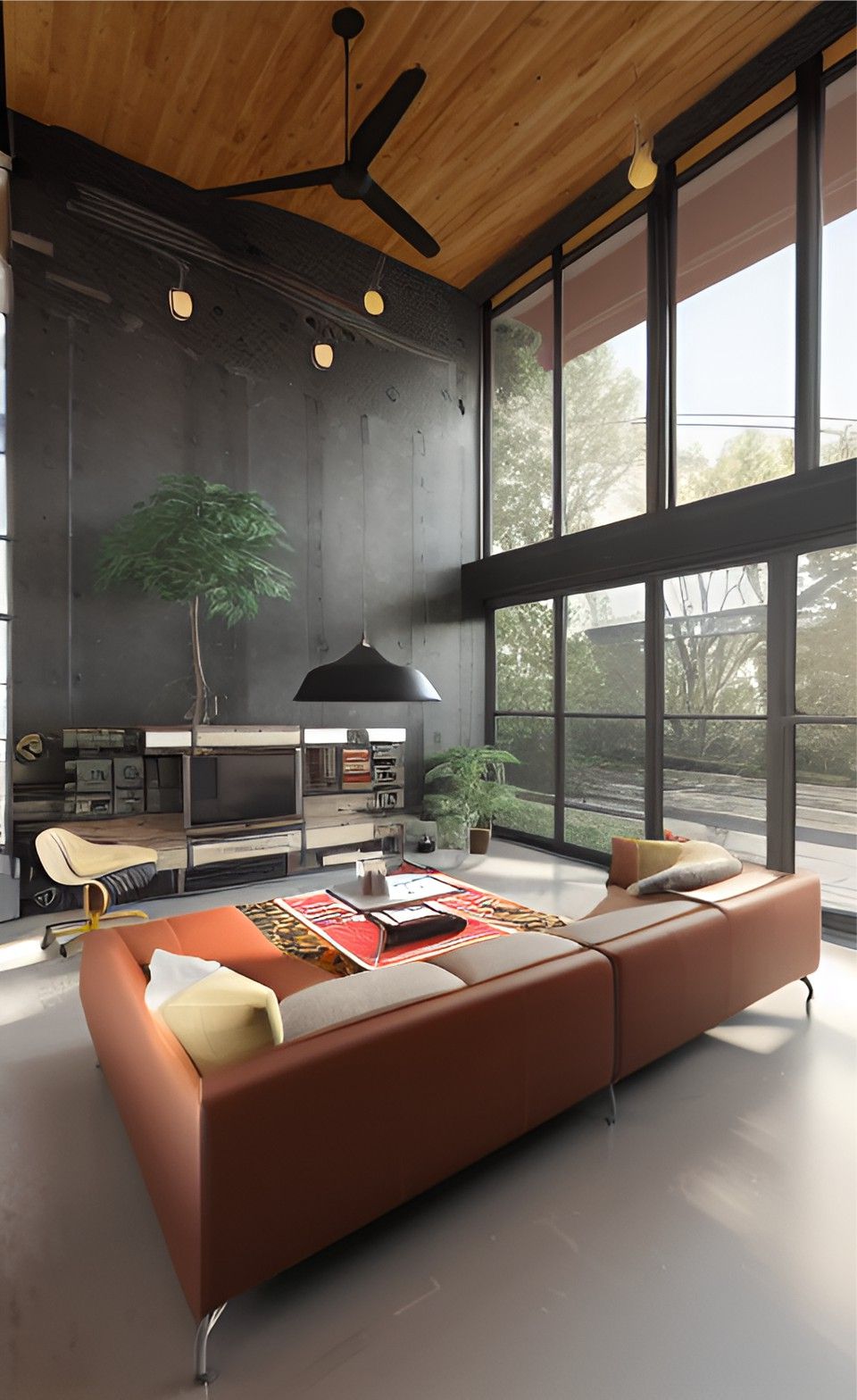 desain interior ruang tamu industrial ( design interior livingroom industrial style )