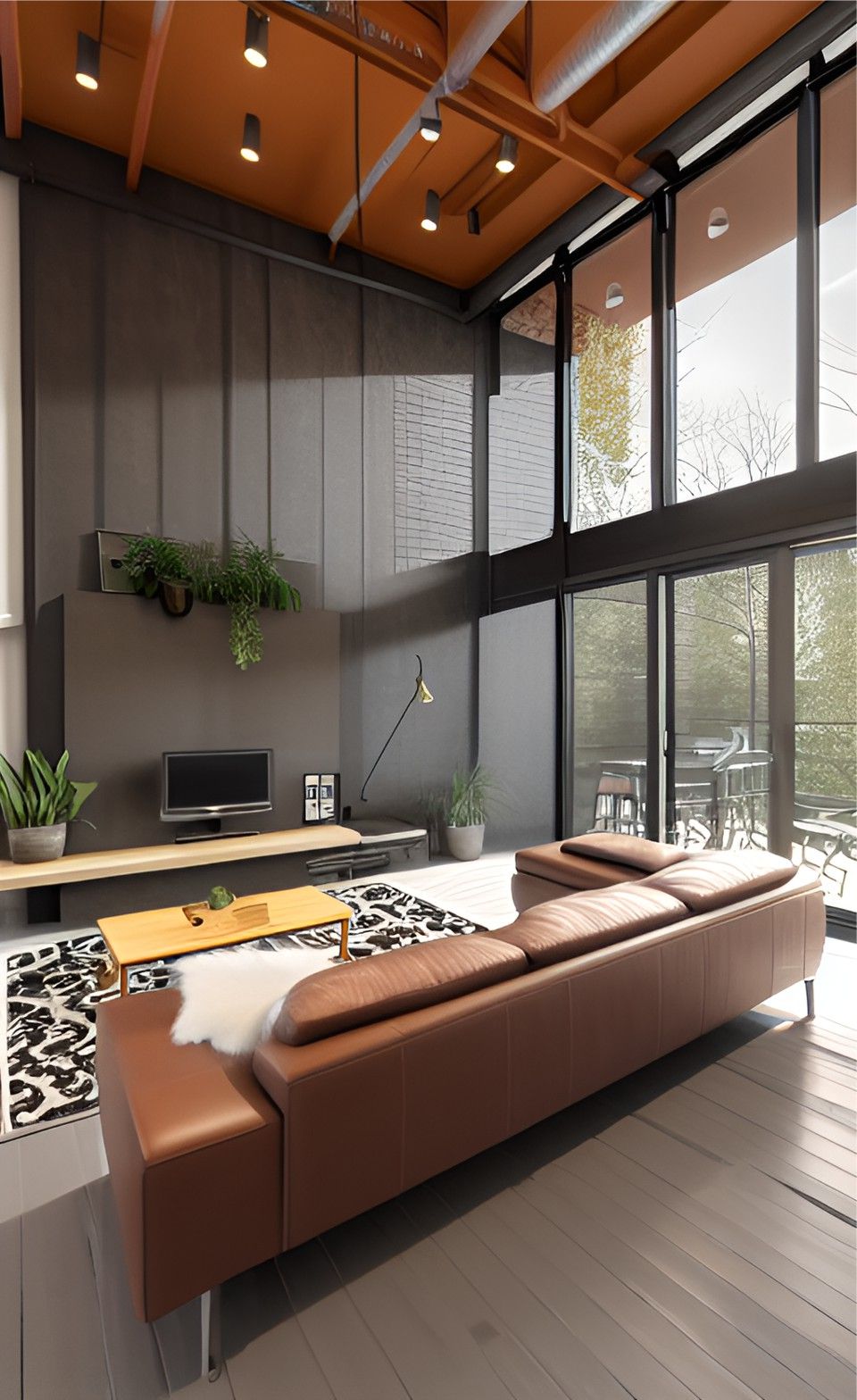 desain interior ruang tamu industrial ( design interior livingroom industrial style )