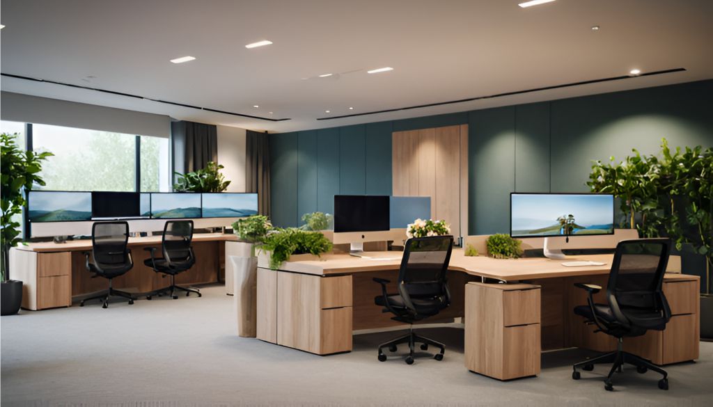 desain ruangan interior kantor minimalis di Komplek Pergudangan Karawang Asri 