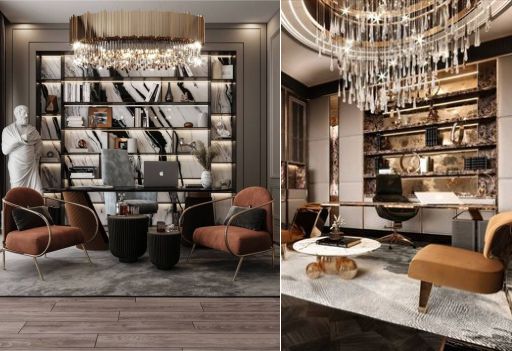 design interior office ( desain ruangan kantor ) modern warna hitam putih abu-abu material hpl finishing duco