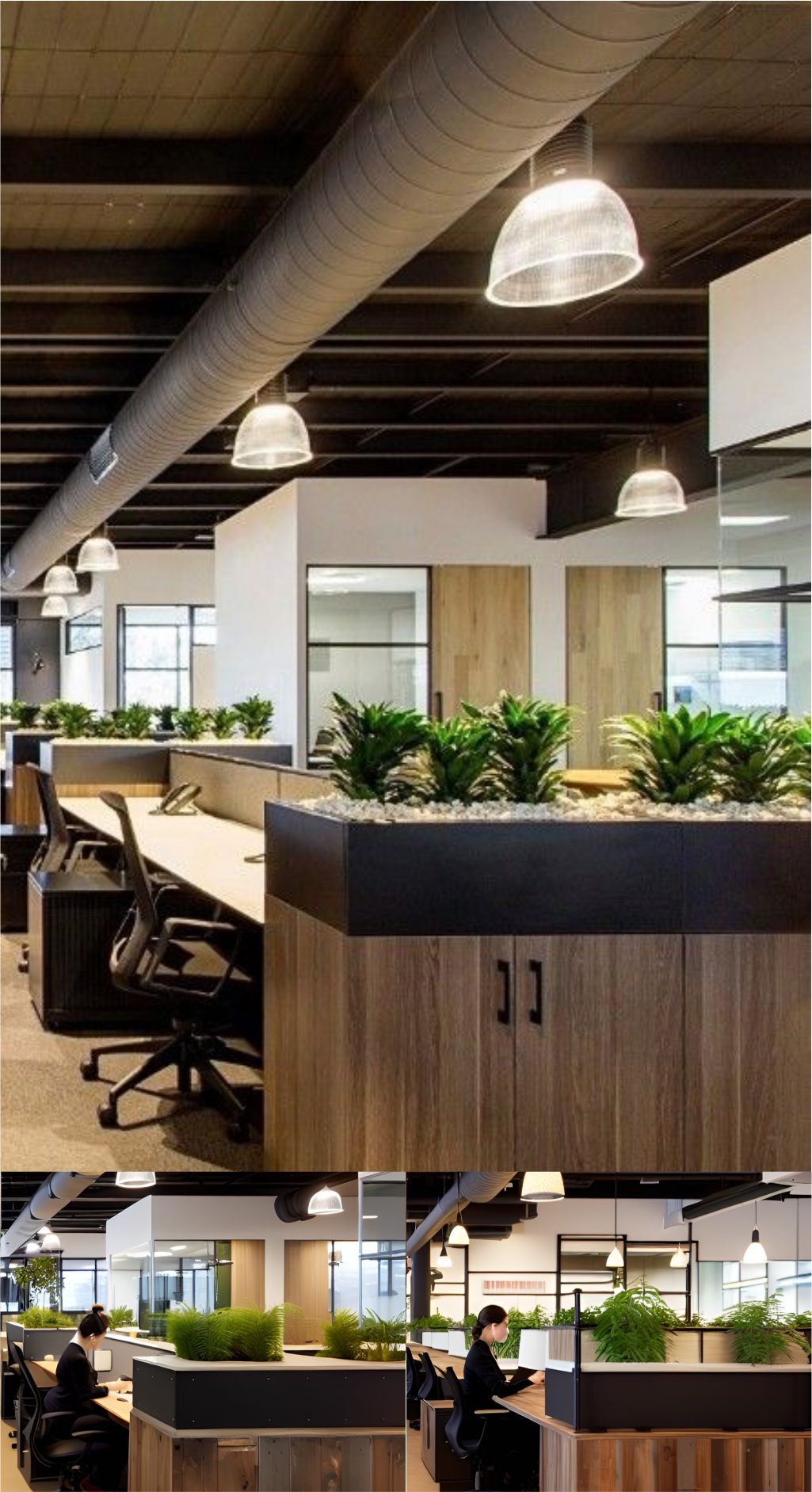 contoh gambar photo desain ruangan kantor industrial minimalis ( design interior industrial minimalist )