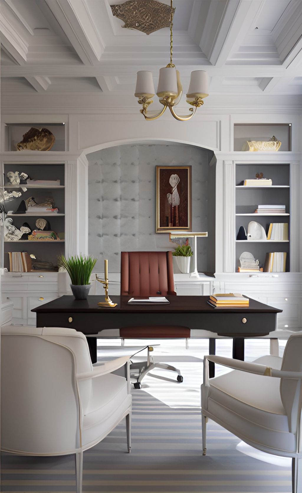 desain ruangan kantor klasik modern warna putih ( design interior office classic modern )