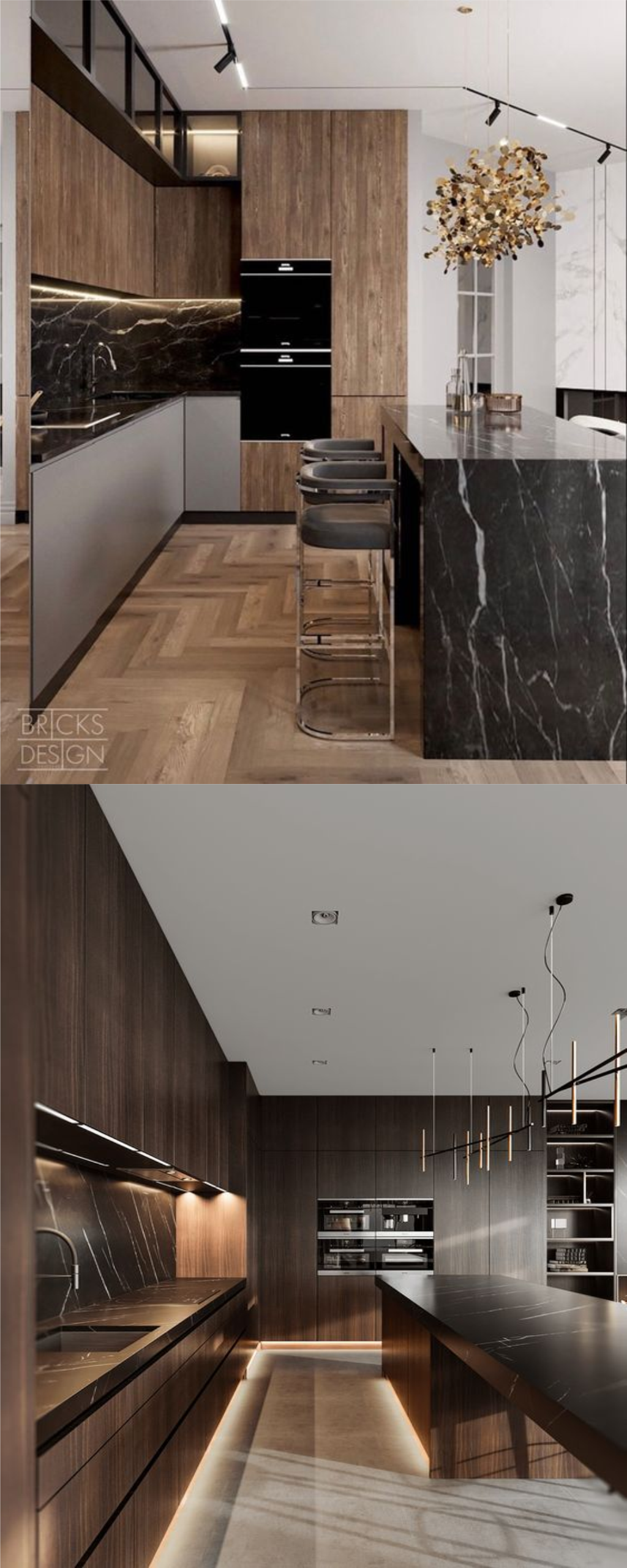 Design Interior Kitchen Modern HPL Solid Surface Black Jakarta Pusat